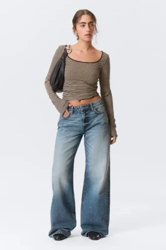 Paz Mid Rise Wide Jeans – Blue Horses – Medium Blue