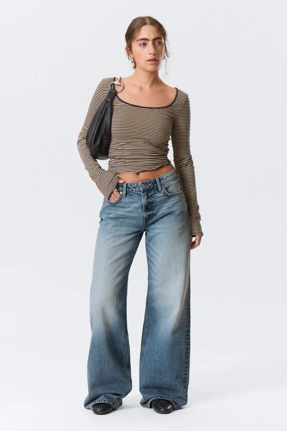 Paz Mid Rise Wide Jeans – Blue Horses – Medium Blue Paz Mid Rise Wide Jeans – Blue Horses – Medium Blue