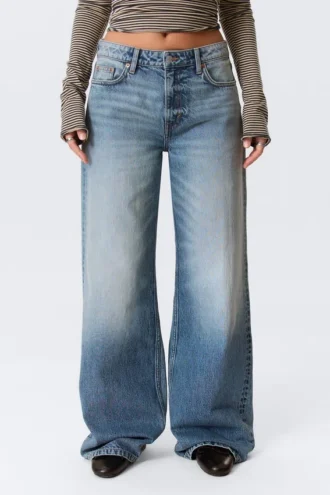 Paz Mid Rise Wide Jeans – Blue Horses – Medium Blue