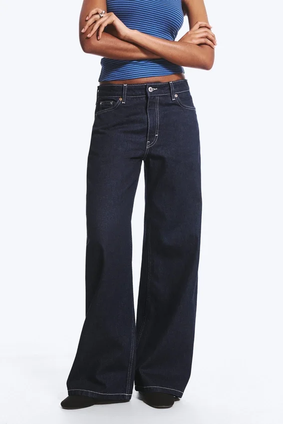 Paz Mid Rise Wide Jeans – Blue Rinse – Dark Blue Paz Mid Rise Wide Jeans – Blue Rinse – Dark Blue