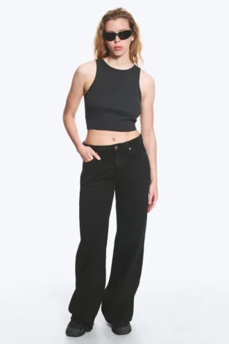 Paz Mid Rise Wide Jeans – Tuned Black – Black