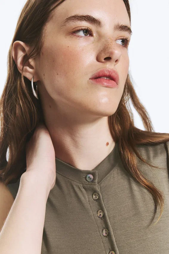 Pearl Button up Top – Dusty Grey Pearl Button up Top – Dusty Grey