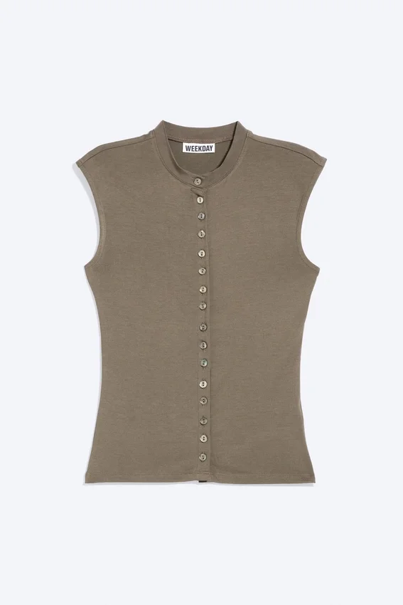 Pearl Button up Top – Dusty Grey Pearl Button up Top – Dusty Grey