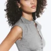 Pearl Button up Top – Dusty Grey Melange Pearl Button up Top – Dusty Grey Melange