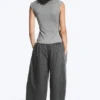 Pearl Button up Top – Dusty Grey Melange Pearl Button up Top – Dusty Grey Melange