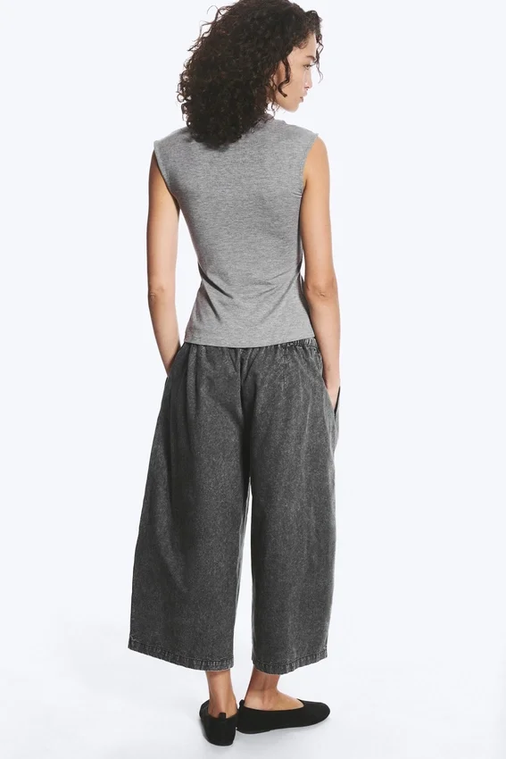 Pearl Button up Top – Dusty Grey Melange Pearl Button up Top – Dusty Grey Melange