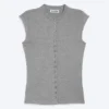 Pearl Button up Top – Dusty Grey Melange Pearl Button up Top – Dusty Grey Melange