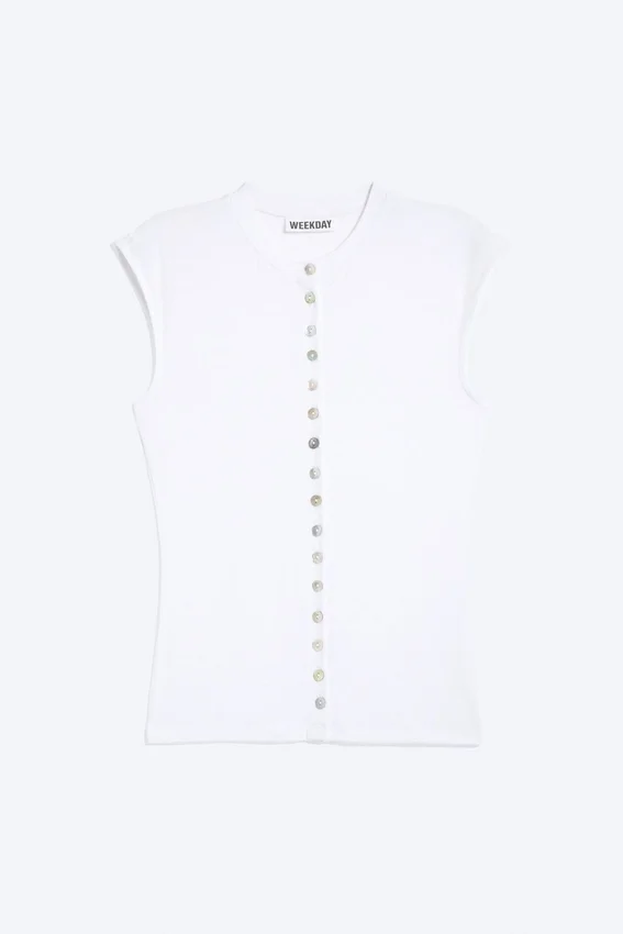 Pearl Button up Top – White – Pearl Buttons Pearl Button up Top – White – Pearl Buttons