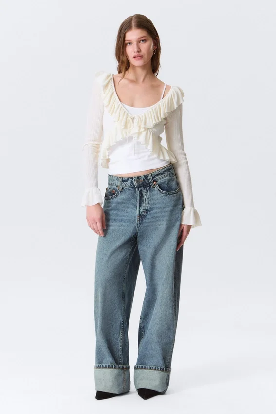 Peggy Low Rise Loose Baggy Jeans – Blue – Fold Up Peggy Low Rise Loose Baggy Jeans – Blue – Fold Up