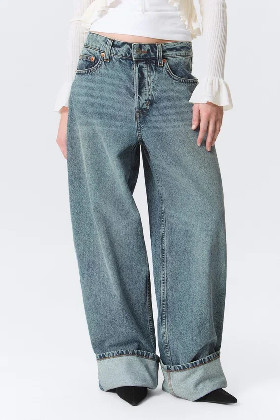 Peggy Low Rise Loose Baggy Jeans – Blue – Fold Up Peggy Low Rise Loose Baggy Jeans – Blue – Fold Up
