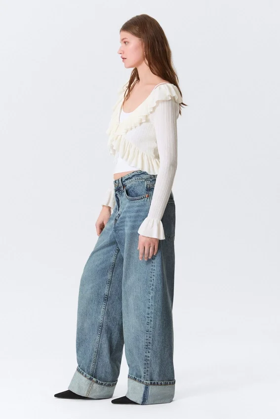 Peggy Low Rise Loose Baggy Jeans – Blue – Fold Up Peggy Low Rise Loose Baggy Jeans – Blue – Fold Up