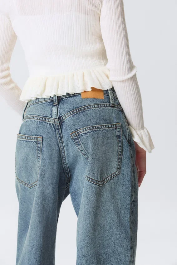 Peggy Low Rise Loose Baggy Jeans – Blue – Fold Up Peggy Low Rise Loose Baggy Jeans – Blue – Fold Up