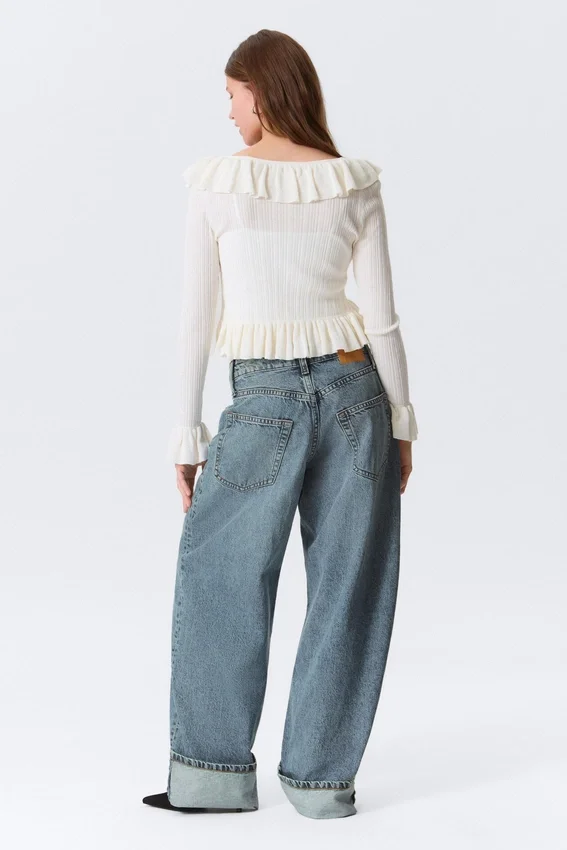 Peggy Low Rise Loose Baggy Jeans – Blue – Fold Up Peggy Low Rise Loose Baggy Jeans – Blue – Fold Up