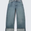 Peggy Low Rise Loose Baggy Jeans – Blue – Fold Up Peggy Low Rise Loose Baggy Jeans – Blue – Fold Up