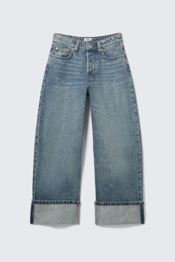 Peggy Low Rise Loose Baggy Jeans – Blue – Fold Up Peggy Low Rise Loose Baggy Jeans – Blue – Fold Up