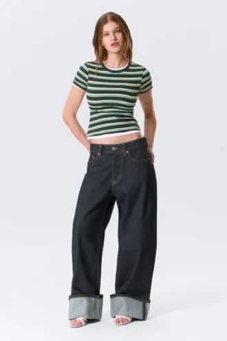 Peggy Low Rise Loose Baggy Jeans – Blue Rinse – Dark Blue