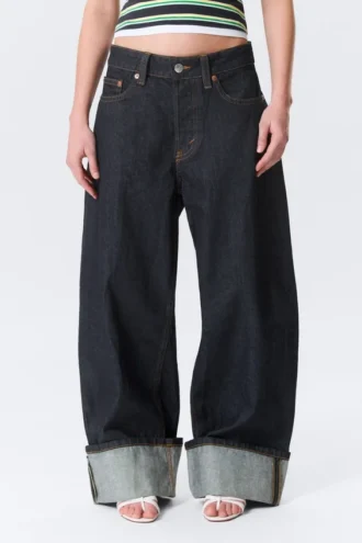 Peggy Low Rise Loose Baggy Jeans – Blue Rinse – Dark Blue