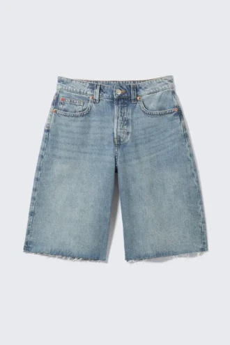 Peggy Low Waist Loose Baggy Leg Denim Shorts – Mid Blue – Medium Blue