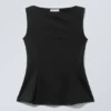 Peplum Boat-Neck Top – Black Peplum Boat-Neck Top – Black
