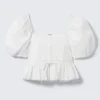 Peplum Cotton Poplin Blouse – White Peplum Cotton Poplin Blouse – White