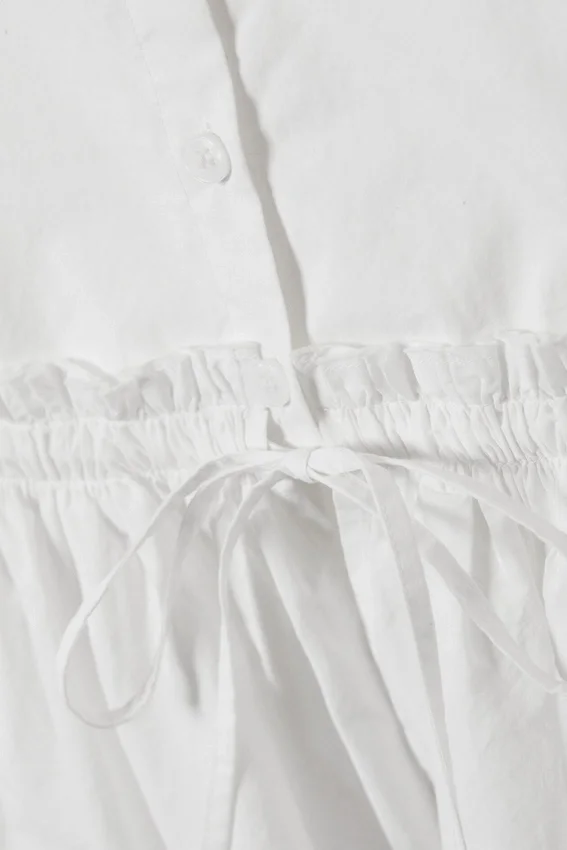 Peplum Cotton Poplin Blouse – White Peplum Cotton Poplin Blouse – White