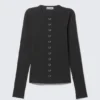 Pierced Long-Sleeved Top – Black Pierced Long-Sleeved Top – Black