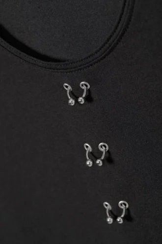 Pierced Long-Sleeved Top – Black