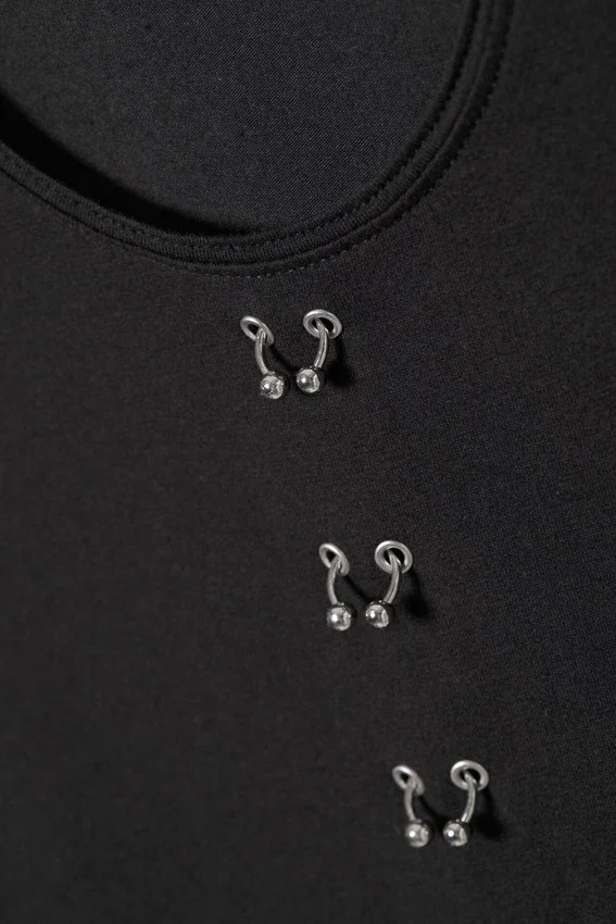 Pierced Long-Sleeved Top – Black Pierced Long-Sleeved Top – Black