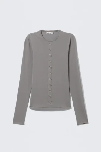Pierced Long-Sleeved Top – Grey Pierced Long-Sleeved Top – Grey