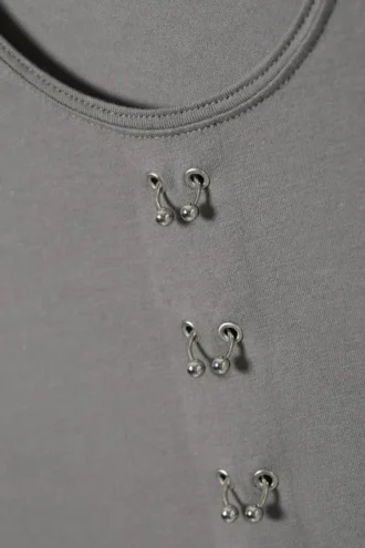 Pierced Long-Sleeved Top – Grey Pierced Long-Sleeved Top – Grey