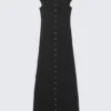 Pierced Short-Sleeved Maxi Dress – Black Pierced Short-Sleeved Maxi Dress – Black
