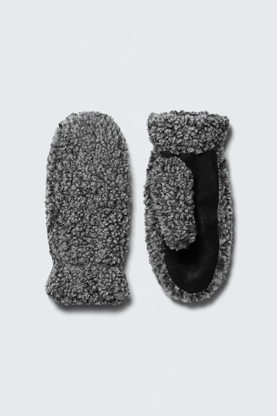 Pile Mittens – Dark Grey Melange Pile Mittens – Dark Grey Melange