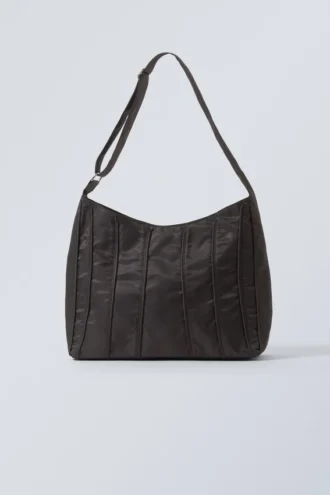 Piped Shoulder Bag – Dark Brown
