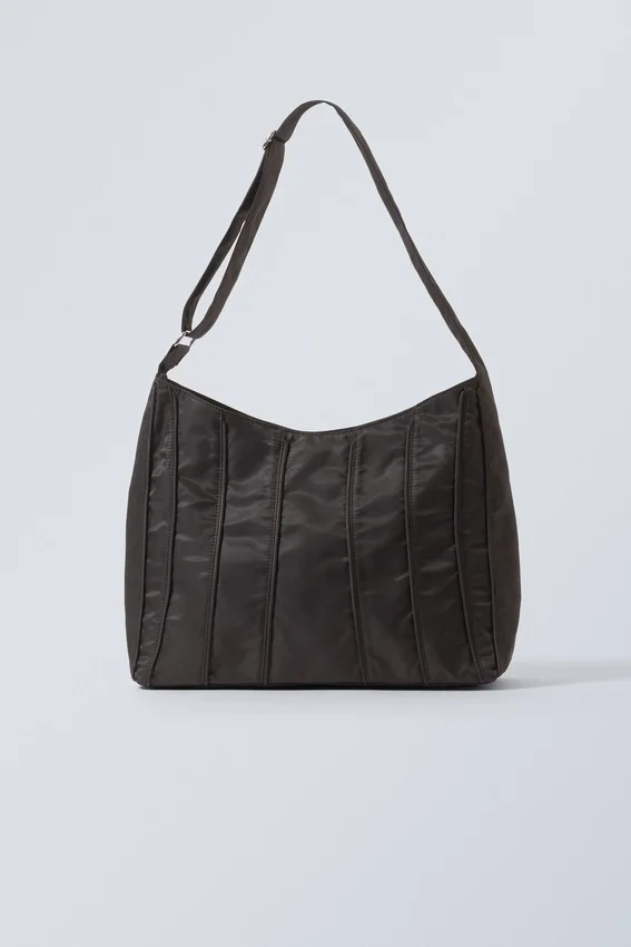 Piped Shoulder Bag – Dark Brown Piped Shoulder Bag – Dark Brown