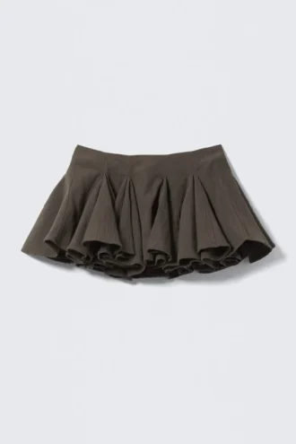 Pleated Cotton Mini Skirt – Dark Grey