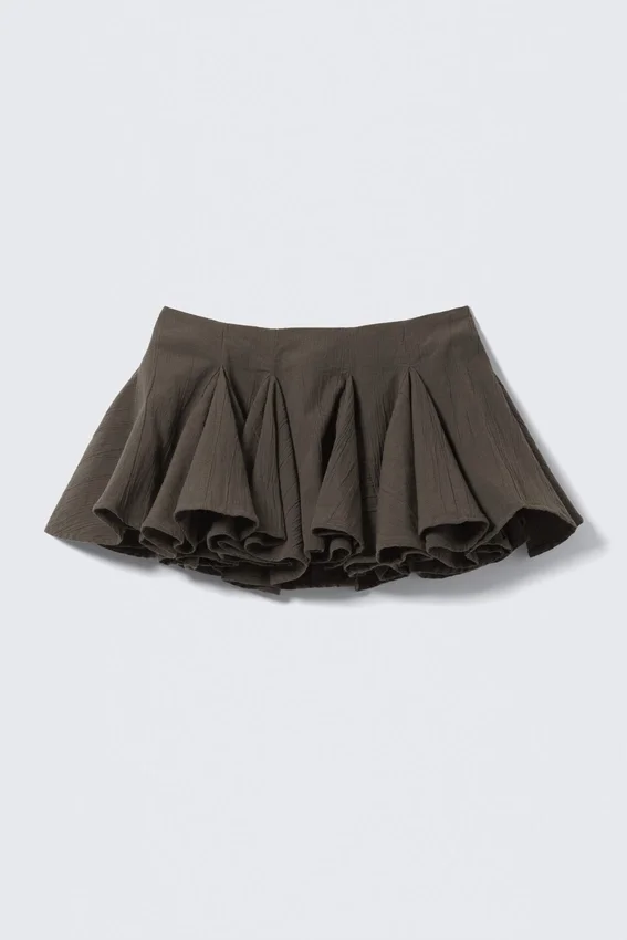 Pleated Cotton Mini Skirt – Dark Grey Pleated Cotton Mini Skirt – Dark Grey
