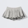 Pleated Cotton Mini Skirt – Light Grey Pleated Cotton Mini Skirt – Light Grey
