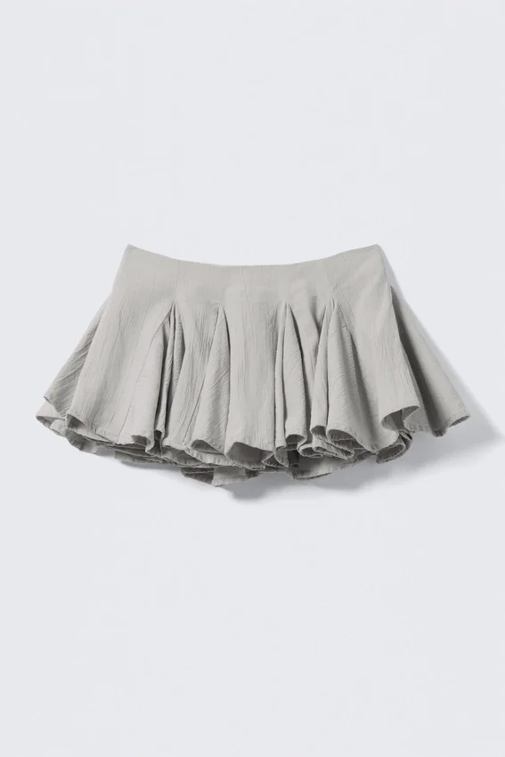 Pleated Cotton Mini Skirt – Light Grey Pleated Cotton Mini Skirt – Light Grey