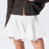 Pleated Cotton Mini Skirt – White Pleated Cotton Mini Skirt – White