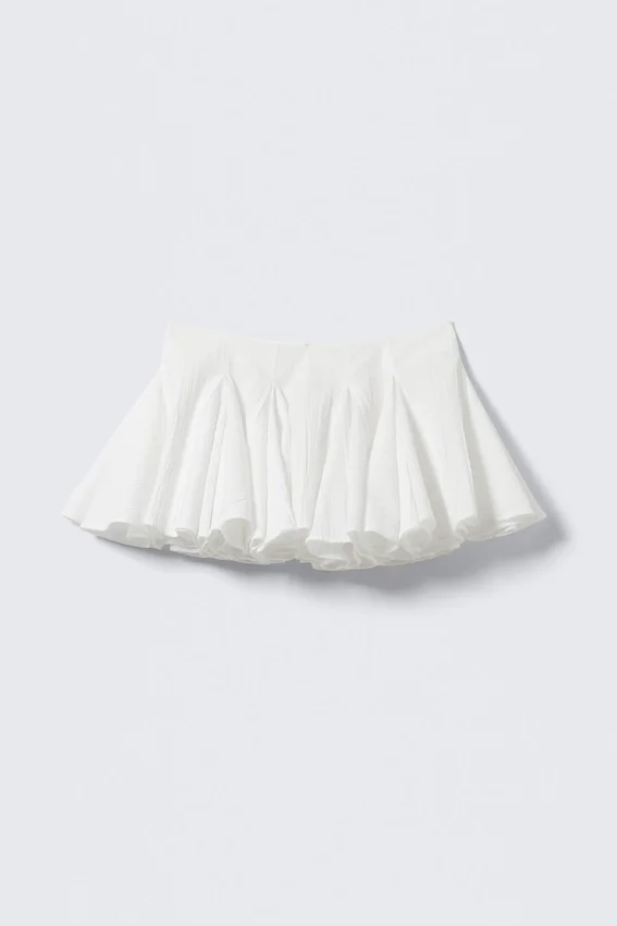 Pleated Cotton Mini Skirt – White Pleated Cotton Mini Skirt – White