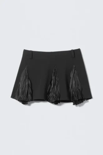 Pleated Insert Mini Skirt – Black