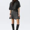 Pleated Insert Mini Skirt – Striped Grey Pleated Insert Mini Skirt – Striped Grey