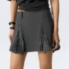 Pleated Insert Mini Skirt – Striped Grey Pleated Insert Mini Skirt – Striped Grey