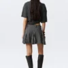 Pleated Insert Mini Skirt – Striped Grey Pleated Insert Mini Skirt – Striped Grey