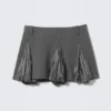 Pleated Insert Mini Skirt – Striped Grey Pleated Insert Mini Skirt – Striped Grey