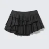 Pleated Layered Mini Skirt – Striped Black Pleated Layered Mini Skirt – Striped Black