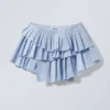 Pleated Layered Mini Skirt – Striped Light Blue Pleated Layered Mini Skirt – Striped Light Blue
