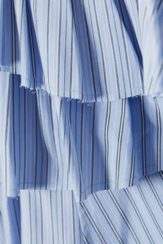Pleated Layered Mini Skirt – Striped Light Blue