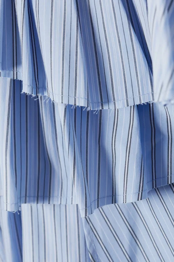 Pleated Layered Mini Skirt – Striped Light Blue Pleated Layered Mini Skirt – Striped Light Blue