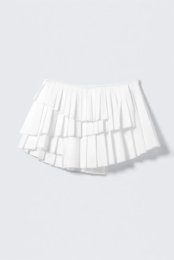 Pleated Layered Mini Skirt – White Pleated Layered Mini Skirt – White